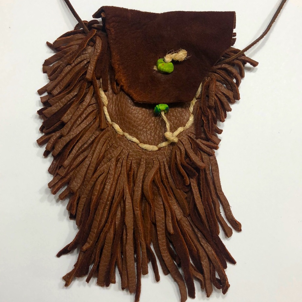 Deer skin leather medicine pouch necklace